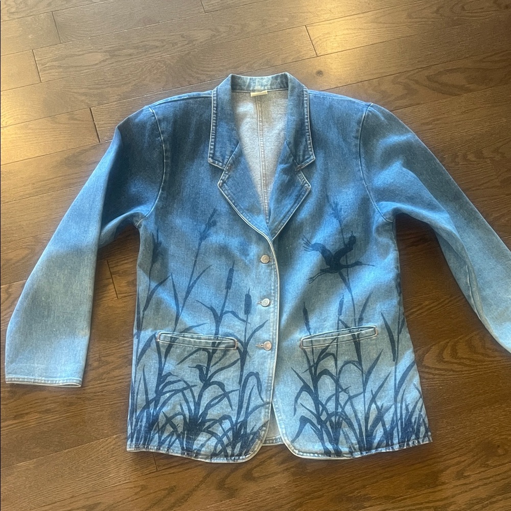 Vintage Vivaldi unique artwork denim jacket. Ultimate coastal cowboy